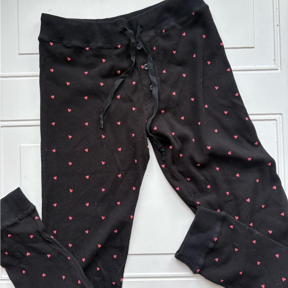 Plush Apparel Hearts Thermal Pajama Pants Size Small - Picture 3 of 8